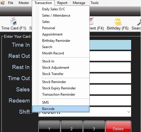 Barcode Menu