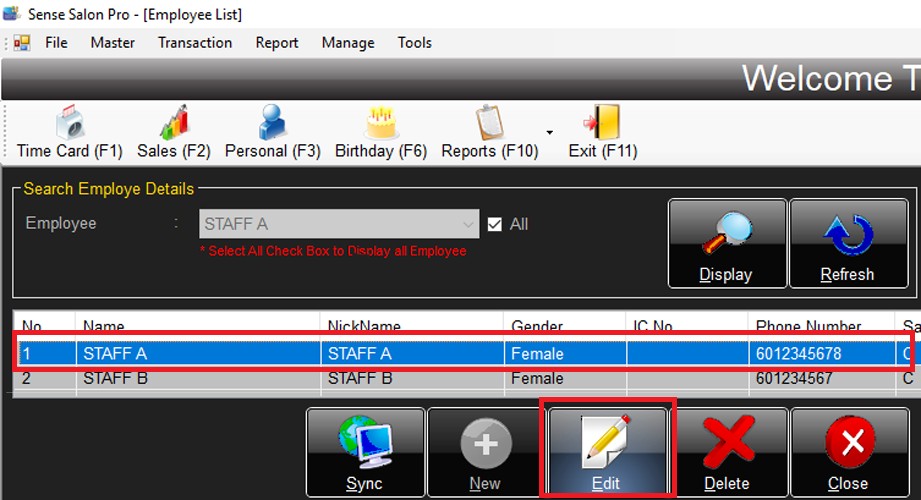 Employee Thumbprint Setting