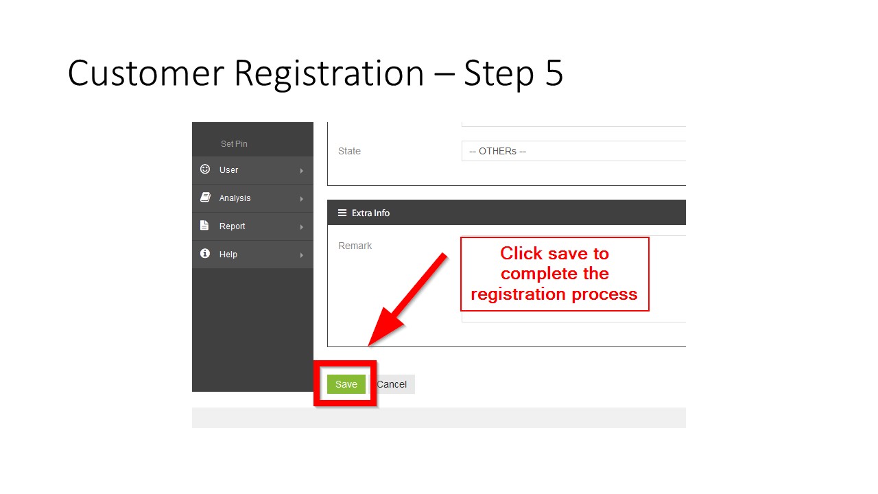 Customer Registration Step 7